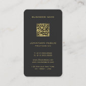 Aangepaste monogram QR-code Sjabloon zwart en goud Visitekaartje (Achterkant)