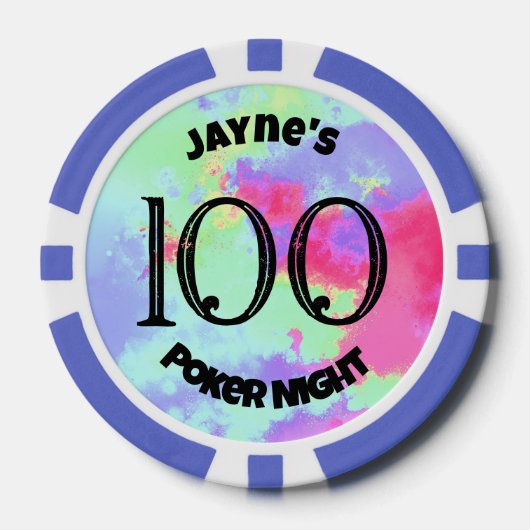 Aangepaste Monogram Rainbow Paint Splatter Poker Chips (Voorkant)
