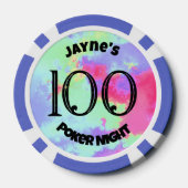 Aangepaste Monogram Rainbow Paint Splatter Poker Chips (Achterkant)