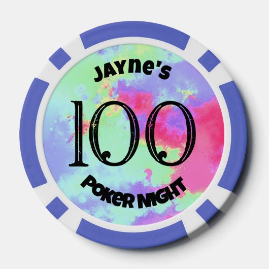 Aangepaste Monogram Rainbow Paint Splatter Poker Chips (Achterkant)