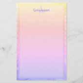 Aangepaste monogram regenboog Paarse roze Oranje r Briefpapier (Voorkant)