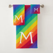 Aangepaste monogram regenboogkleurige handdoekset bad handdoek (Insitu)