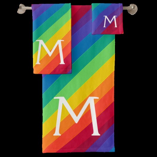 Aangepaste monogram regenboogkleurige handdoekset bad handdoek