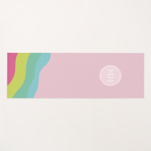 Aangepaste monogram regenboogslang kleurig yogamat (Voorkant (horizontaal))