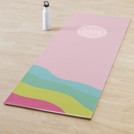 Aangepaste monogram regenboogslang kleurig yogamat (In situ)