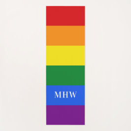 Aangepaste monogram regenboogvlag yoga mat