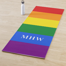 Aangepaste monogram regenboogvlag yoga mat