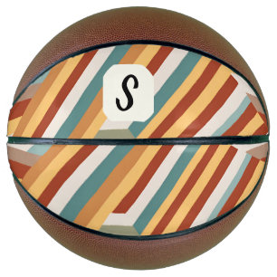 Aangepaste Monogram Retro 70s Geometrische Basketb Basketbal