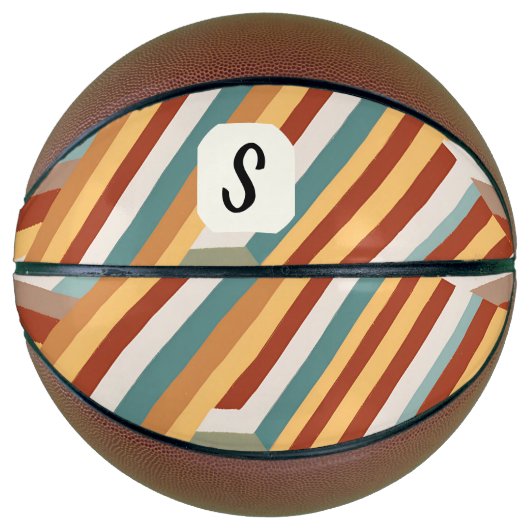 Aangepaste Monogram Retro 70s Geometrische Basketb Basketbal (Voorkant)