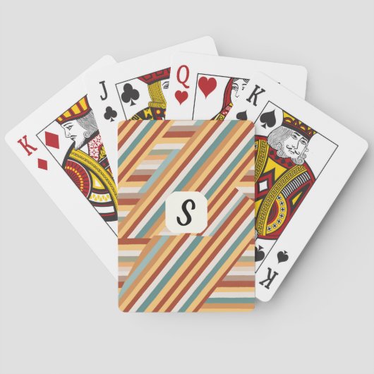 Aangepaste Monogram Retro 70s Geometrische Pokerka Pokerkaarten (Achterkant)