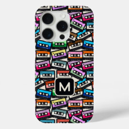 Aangepaste Monogram Retro Casette Tapes iPhone 15 Pro Case