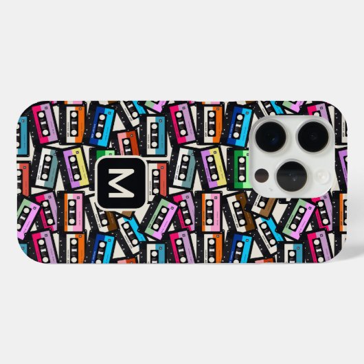 Aangepaste Monogram Retro Casette Tapes Case-Mate iPhone Case (Achterkant (horizontaal))