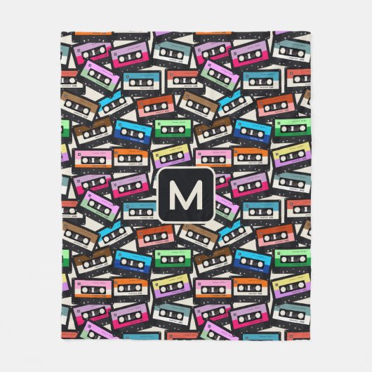 Aangepaste Monogram Retro Casette Tapes Fleece Deken (Voorkant)