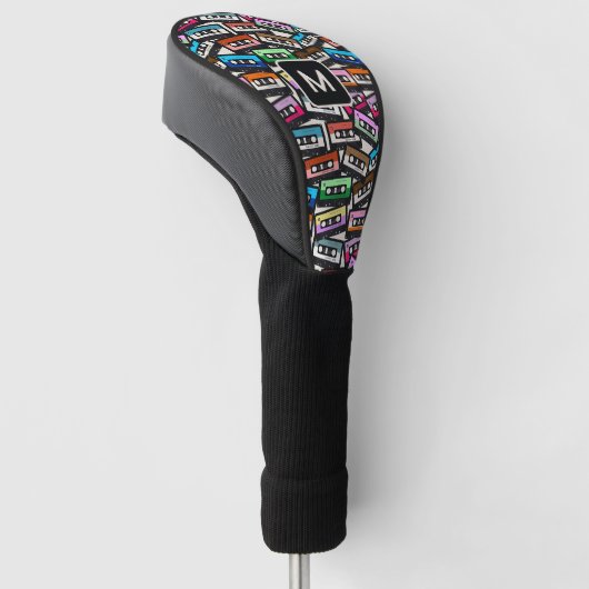 Aangepaste Monogram Retro Casette Tapes Golfheadcover (Schuin)