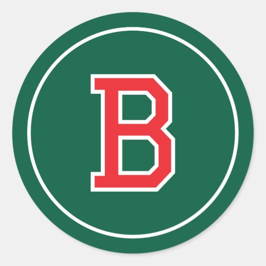 Aangepaste Monogram Retro Typografie Groen Rood Ronde Sticker (Voorkant)