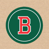 Aangepaste Monogram Retro Typografie Groen Rood Ronde Sticker