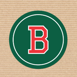 Aangepaste Monogram Retro Typografie Groen Rood Ronde Sticker