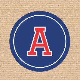 Aangepaste Monogram Retro Typografie Marine Blauw  Ronde Sticker