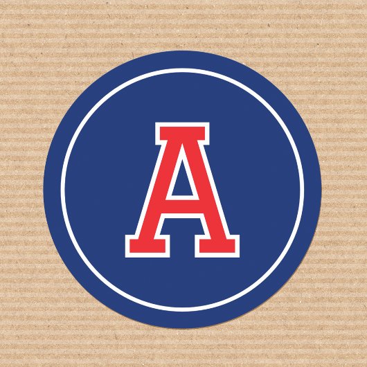 Aangepaste Monogram Retro Typografie Marine Blauw  Ronde Sticker