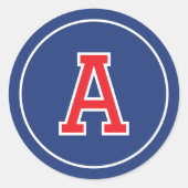 Aangepaste Monogram Retro Typografie Marine Blauw  Ronde Sticker (Voorkant)