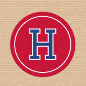 Aangepaste Monogram Retro Typografie Navy Red Ronde Sticker