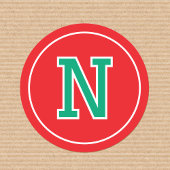 Aangepaste monogram Retro Typografie Rood Groen Ronde Sticker