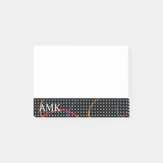 Aangepaste monogram retro Verf Splatter en Stippen Post-it® Notes (Voorkant)