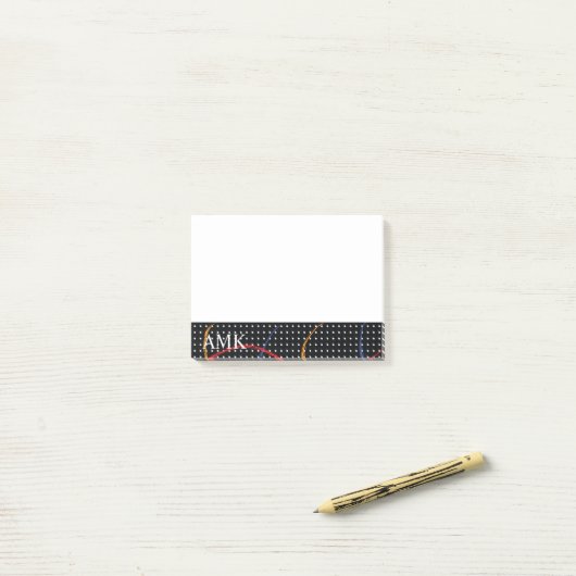 Aangepaste monogram retro Verf Splatter en Stippen Post-it® Notes (Op bureau)