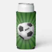 Aangepaste Monogram Retro Voetbal Seltzer Blikjeskoeler (Seltzer Voorkant)