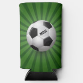 Aangepaste Monogram Retro Voetbal Seltzer Blikjeskoeler (Voorkant)