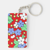 Aangepaste monogram rode en witte bloemen sleutelhanger (achterkant)
