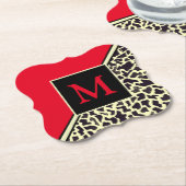 Aangepaste Monogram rode luipaard Onderzetters (Gekanteld)