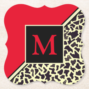 Aangepaste Monogram rode luipaard Onderzetters