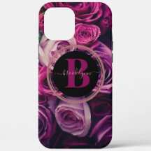 Aangepaste Monogram Romantic Floral Phone Case