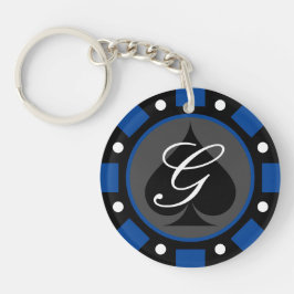 Aangepaste monogram ronde poker chip acryl sleutelhanger