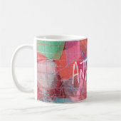 Aangepaste monogram rood roze abstract patroongirl koffiemok (Links)