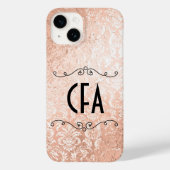 Aangepaste monogram Roos Gold Damask Case-Mate iPhone Case (Achterkant)