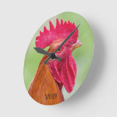 Aangepaste monogram Rooster Close-up Ronde Klok (Hoek)