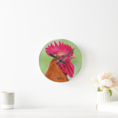 Aangepaste monogram Rooster Close-up Ronde Klok (Huis)