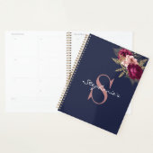 Aangepaste monogram roze bruine goudbloem planner (Display)