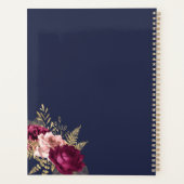 Aangepaste monogram roze bruine goudbloem planner (Achterkant)