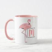 Aangepaste monogram roze flamingo Waterverf kunst Mok (Links)