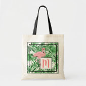 Aangepaste monogram roze flamingo Waterverf kunst Tote Bag (Voorkant)