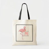Aangepaste monogram roze flamingo Waterverf kunst Tote Bag (Voorkant)