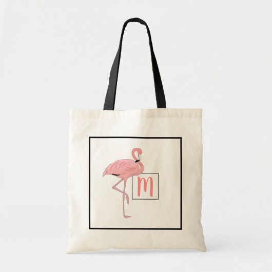 Aangepaste monogram roze flamingo Waterverf kunst Tote Bag (Voorkant)