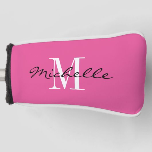 Aangepaste monogram roze golf putter cover voor vr (Voorkant)