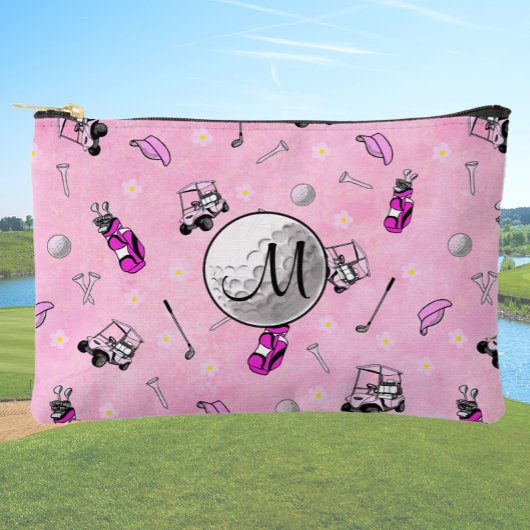 Aangepaste Monogram Roze Golfbal en Kaarten Etui