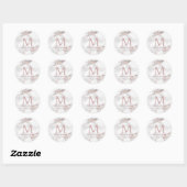 Aangepaste Monogram Roze Goud Marmer Moderne Elega Ronde Sticker (Vel)