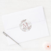 Aangepaste Monogram Roze Goud Marmer Moderne Elega Ronde Sticker (Envelop)