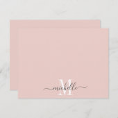 Aangepaste Monogram roze roze witte scriptnaam Notitiekaartje (Voorkant / Achterkant)
